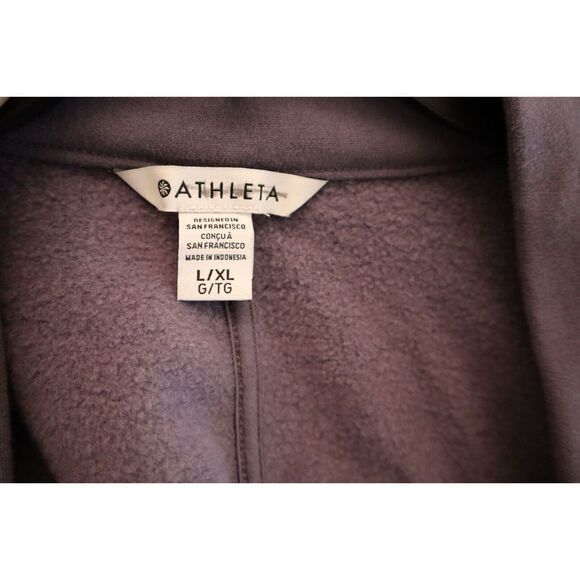 Athleta Women's Sz L/XL Purple Cozy Cotton Open Front Tie Waist Cardigan - Picture 3 of 7